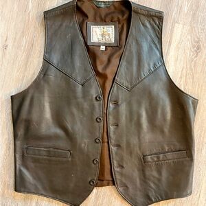 Vintage Western Brown Leather Vest